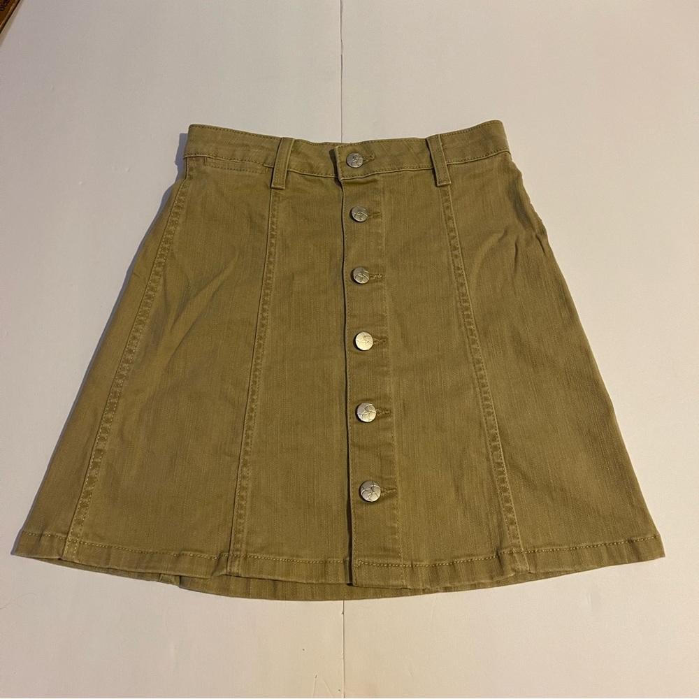Jessica Simpson Khaki Tan Jean Denim Mini Skirt sz 24  JD